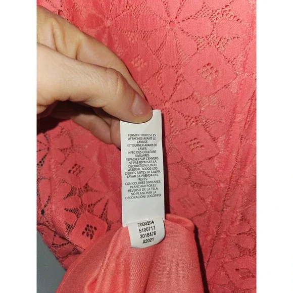 The Childrens Place Girls Coral Pink Floral Lace Shift Dress Short Sleeve 7/8 - Picture 7 of 7